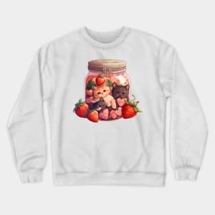 Strawberry Jam Kitten Cottagecore Crewneck Sweatshirt